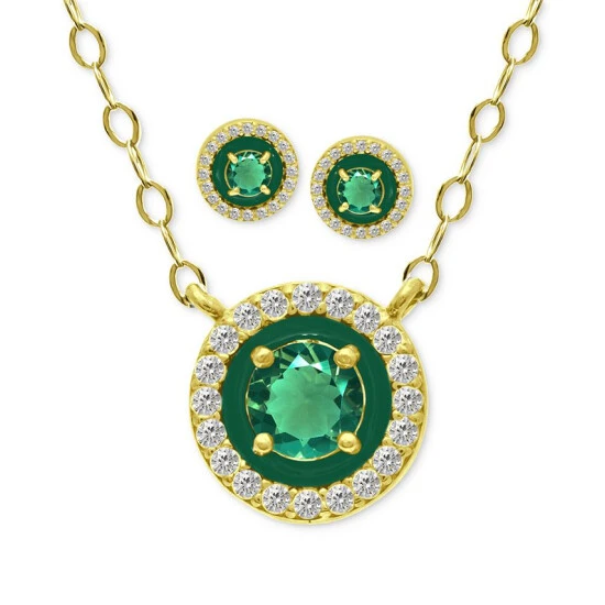 Flash Sale 😀 Giani Bernini 2-Pc. Set Lab-Created Green Quartz (1-3/8 Ct. T.w.) & Cubic Zirconia Pendant Necklace & Matching Stud Earrings In 18k Gold-Plated Sterling Silver, Created For Macy's Green Quartz/green ✨ 1 Flash Sale 😀 Giani Bernini 2-Pc. Set Lab-Created Green Quartz (1-3/8 Ct. T.w.) & Cubic Zirconia Pendant Necklace & Matching Stud Earrings In 18k Gold-Plated Sterling Silver, Created For Macy's Green Quartz/green ✨