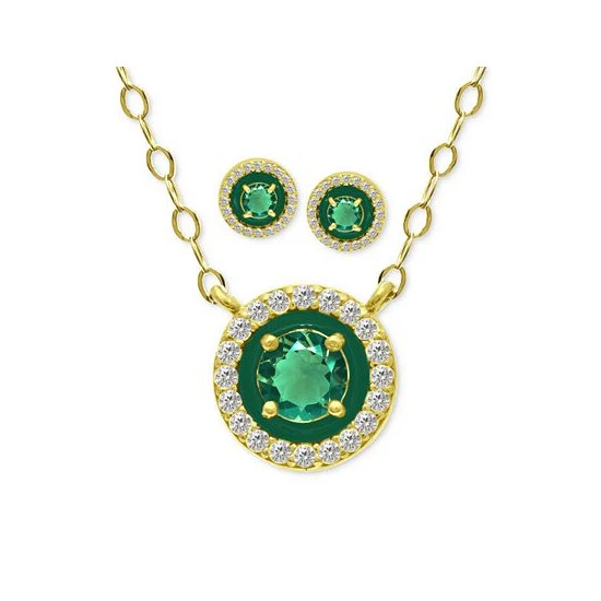 Flash Sale 😀 Giani Bernini 2-Pc. Set Lab-Created Green Quartz (1-3/8 Ct. T.w.) & Cubic Zirconia Pendant Necklace & Matching Stud Earrings In 18k Gold-Plated Sterling Silver, Created For Macy's Green Quartz/green ✨ 2 Flash Sale 😀 Giani Bernini 2-Pc. Set Lab-Created Green Quartz (1-3/8 Ct. T.w.) & Cubic Zirconia Pendant Necklace & Matching Stud Earrings In 18k Gold-Plated Sterling Silver, Created For Macy's Green Quartz/green ✨ - Image 2