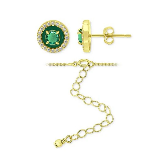 Flash Sale 😀 Giani Bernini 2-Pc. Set Lab-Created Green Quartz (1-3/8 Ct. T.w.) & Cubic Zirconia Pendant Necklace & Matching Stud Earrings In 18k Gold-Plated Sterling Silver, Created For Macy's Green Quartz/green ✨ 3 Flash Sale 😀 Giani Bernini 2-Pc. Set Lab-Created Green Quartz (1-3/8 Ct. T.w.) & Cubic Zirconia Pendant Necklace & Matching Stud Earrings In 18k Gold-Plated Sterling Silver, Created For Macy's Green Quartz/green ✨ - Image 3