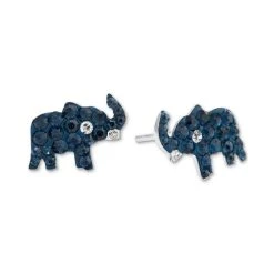 Best Sale ❤️ Giani Bernini Crystal Pavé Elephant Stud Earrings In Sterling Silver, Created For Macy's Dark Blue 👍