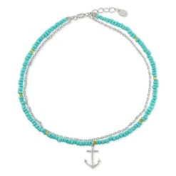 Cheapest 🎁 Giani Bernini Crystal Bead Anchor Charm Layered Ankle Bracelet In Sterling Silver, Created For Macy's 🔥