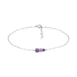 Buy 🔥 Giani Bernini Purple Cubic Zirconia Graduating Three Stone Chain Ankle Bracelet In Sterling Silver, Created For Macy's ⭐