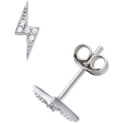 Brand new 👏 Giani Bernini Cubic Zirconia Lightning Bolt Stud Earrings In Sterling Silver, Created For Macy's 🎉