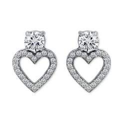 Outlet 😍 Giani Bernini Cubic Zirconia Heart Stud Earrings In Sterling Silver, Created For Macy's (Also Available In 18k Gold-plated Sterling Silver) 🛒