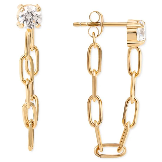 Brand new ⭐ Giani Bernini Cubic Zirconia Paperclip Link Front To Back Earrings In 18k Gold-Plated Sterling Silver, Created For Macy's 😉 1 Brand new ⭐ Giani Bernini Cubic Zirconia Paperclip Link Front To Back Earrings In 18k Gold-Plated Sterling Silver, Created For Macy's 😉