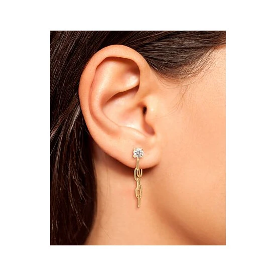 Brand new ⭐ Giani Bernini Cubic Zirconia Paperclip Link Front To Back Earrings In 18k Gold-Plated Sterling Silver, Created For Macy's 😉 2 Brand new ⭐ Giani Bernini Cubic Zirconia Paperclip Link Front To Back Earrings In 18k Gold-Plated Sterling Silver, Created For Macy's 😉 - Image 2