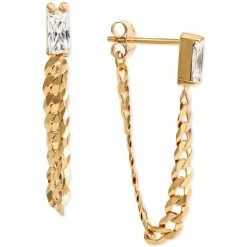 Promo π Giani Bernini Cubic Zirconia Chain Front & Back Earrings In 18k Gold-Plated Sterling Silver, Created For Macy's β¨
