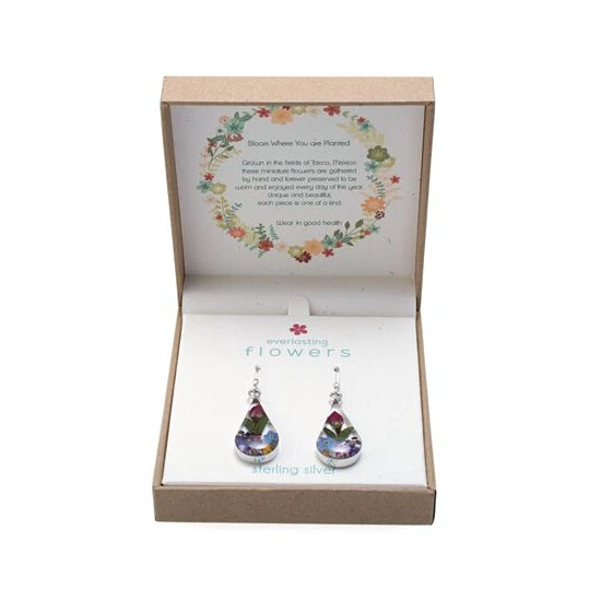 New ๐ Giani Bernini Medium Teardrop Dried Flower Earrings In Sterling Silver. Available In Multi, Blue, Yellow Or Purple ๐งจ 2 New ๐ Giani Bernini Medium Teardrop Dried Flower Earrings In Sterling Silver. Available In Multi, Blue, Yellow Or Purple ๐งจ - Image 2