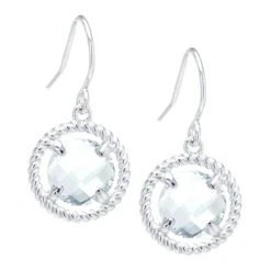 New ❤️ Giani Bernini Round Crystal Wire Drop Earrings In Sterling Silver. Available In Clear, Blue, Green Or Purple 🎁