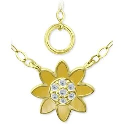Buy ⭐ Giani Bernini Cubic Zirconia Sunflower Pendant Necklace In 18k Gold-Plated Sterling Silver, 16 + 2 Extender, Created For Macy's Gold Over Silver 🎉