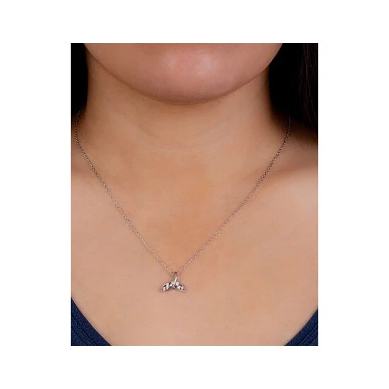 Brand new โ Giani Bernini Cubic Zirconia Whale Tail Pendant Necklace In Sterling Silver, 16 + 2 Extender, Created For Macy's ๐งจ 2 Brand new โ Giani Bernini Cubic Zirconia Whale Tail Pendant Necklace In Sterling Silver, 16 + 2 Extender, Created For Macy's ๐งจ - Image 2