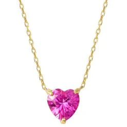 Best deal βοΈ Giani Bernini Pink Cubic Zirconia Heart Solitaire Pendant Necklace In Gold-Plated Sterling Silver, 15 + 2 Extender, Created For Macy's π―
