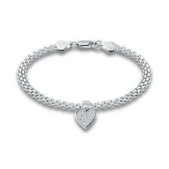 Best deal π Giani Bernini Cubic Zirconia Heart Charm Bismark Chain Bracelet, Created For Macy's White β