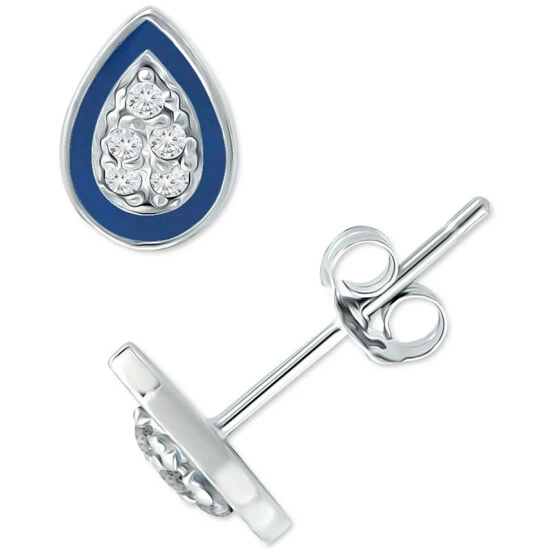 Best Pirce ✔️ Giani Bernini Cubic Zirconia & Enamel Teardrop Stud Earrings In Sterling Silver, Created For Macy's 🥰 1 Best Pirce ✔️ Giani Bernini Cubic Zirconia & Enamel Teardrop Stud Earrings In Sterling Silver, Created For Macy's 🥰