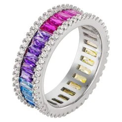 Best deal 🔔 Giani Bernini Multicolor Cubic Zirconia Baguette Ring In Sterling Silver, Created For Macy's ✔️