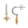 Outlet 👍 Giani Bernini Cubic Zirconia Star Dangle C Hoop Earrings In Sterling Silver & Gold-Plate, Created For Macy's Two Tone 🌟