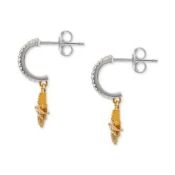 Outlet 👍 Giani Bernini Cubic Zirconia Star Dangle C Hoop Earrings In Sterling Silver & Gold-Plate, Created For Macy's Two Tone 🌟 -Giani Bernini Shop unnamed file 2604
