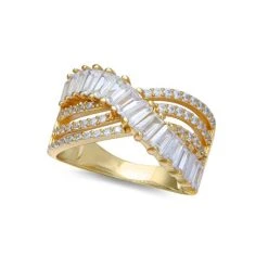 Wholesale ✔️ Giani Bernini Cubic Zirconia Triple Row Baguette & Pave Crossover Ring (3 Ct. T.w.) In Sterling Silver Or 18K Gold Over Sterling Silver 🛒