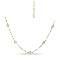 Deals 😀 Giani Bernini Cubic Zirconia Mini-Cluster Statement Necklace, 16 + 2 Extender, Created For Macy's Gold Over Silver 🌟 -Giani Bernini Shop unnamed file 262