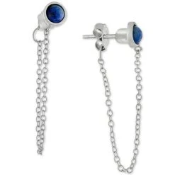 New 🥰 Giani Bernini Lapis Front & Back Chain Drop Earrings In Sterling Silver, Created For Macy's ✔️