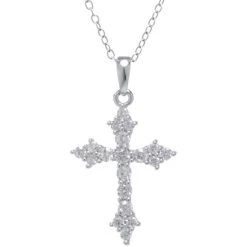 Coupon π Giani Bernini Cubic Zirconia 18 Cross Pendant Necklace In Sterling Silver, Created For Macy's βοΈ