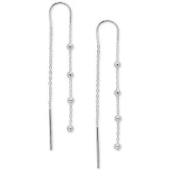 Cheapest 🔔 Giani Bernini Polished Ball Chain Threader Drop Earrings In 18k Gold-Plated Sterling Silver, Created For Macy's (Also In Sterling Silver) ⌛