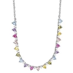 Outlet ❤️ Giani Bernini Multicolor Cubic Zirconia Heart 18 Collar Necklace In Sterling Silver, Created For Macy's 🔥