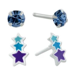 Flash Sale 👏 Giani Bernini 2-Pc. Set Crystal Solitaire & Enamel Star Stud Earrings In Sterling Silver, Created For Macy's Multi 🔔