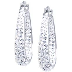 Promo π Giani Bernini Crystal PavΓ© In & Out Oval Hoop Earrings In Sterling Silver, Created For Macy's π₯