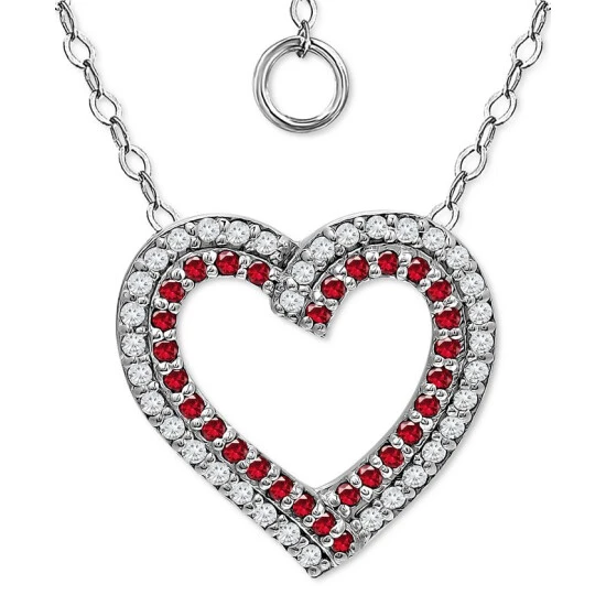Deals ⭐ Giani Bernini Lab-Created Ruby & Cubic Zirconia Heart Pendant Necklace In Sterling Silver, 16 + 2 Extender, Created For Macy's ✔️ 1 Deals ⭐ Giani Bernini Lab-Created Ruby & Cubic Zirconia Heart Pendant Necklace In Sterling Silver, 16 + 2 Extender, Created For Macy's ✔️