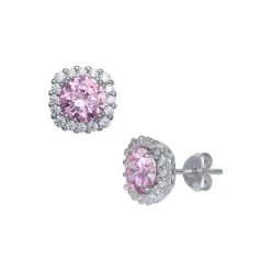 Best Sale 🔔 Giani Bernini Multi Colored Cubic Zirconia Cushion Shape Stud Earring In Sterling Silver Pink 😉
