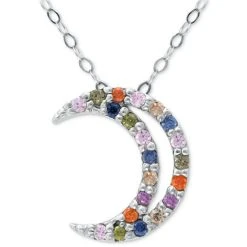Flash Sale 👏 Giani Bernini Lab-Created Pink Sapphire (1/3 Ct. T.w.) & Cubic Zirconia Crescent Moon Pendant Necklace In Sterling Silver, 16 + 2 Extender, Created For Macy's 👍