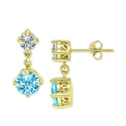 Best Sale ❤️ Giani Bernini Cubic Zirconia Drop Earrings In Gold-Plated Sterling Silver, Created For Macy's Aqua 👏 -Giani Bernini Shop unnamed file 380