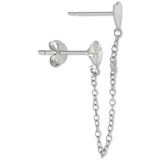 Best reviews of 💯 Giani Bernini Cubic Zirconia Heart Double Pierced Chain Drop Earrings In Sterling Silver, Created For Macy's 🔥 4 Best reviews of 💯 Giani Bernini Cubic Zirconia Heart Double Pierced Chain Drop Earrings In Sterling Silver, Created For Macy's 🔥 - Image 4