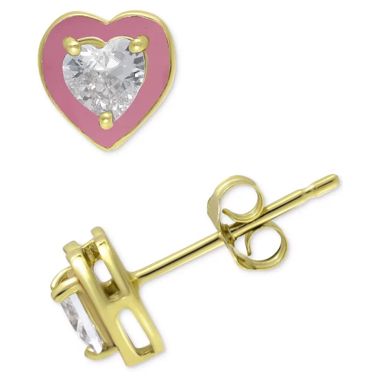 Cheap ⭐ Giani Bernini Cubic Zirconia Pink Enamel Heart Stud Earrings, Created For Macy's Gold Over Silver ✔️ 5 Cheap ⭐ Giani Bernini Cubic Zirconia Pink Enamel Heart Stud Earrings, Created For Macy's Gold Over Silver ✔️ - Image 5