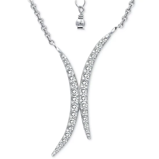 Discount 🛒 Giani Bernini Cubic Zirconia Double Curve 16 Statement Necklace, Created For Macy's Gold Over Silver 🎉 4 Discount 🛒 Giani Bernini Cubic Zirconia Double Curve 16 Statement Necklace, Created For Macy's Gold Over Silver 🎉 - Image 4