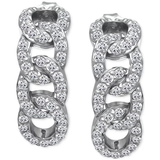 Top 10 🧨 Giani Bernini Cubic Zirconia Pavé Chain Link Half Hoop Earrings, Created For Macy's Gold Over Silver 👏 4 Top 10 🧨 Giani Bernini Cubic Zirconia Pavé Chain Link Half Hoop Earrings, Created For Macy's Gold Over Silver 👏 - Image 4