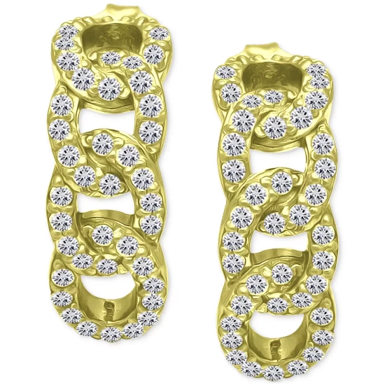 Top 10 🧨 Giani Bernini Cubic Zirconia Pavé Chain Link Half Hoop Earrings, Created For Macy's Gold Over Silver 👏 5 Top 10 🧨 Giani Bernini Cubic Zirconia Pavé Chain Link Half Hoop Earrings, Created For Macy's Gold Over Silver 👏 - Image 5