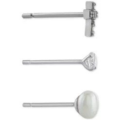 Hot Sale 🔥 Giani Bernini 3-Pc. Cubic Zirconia & Cultured Freshwater Pearl (4mm) Stud Earrings In Sterling Silver, Created For Macy's 😍 -Giani Bernini Shop unnamed file 579