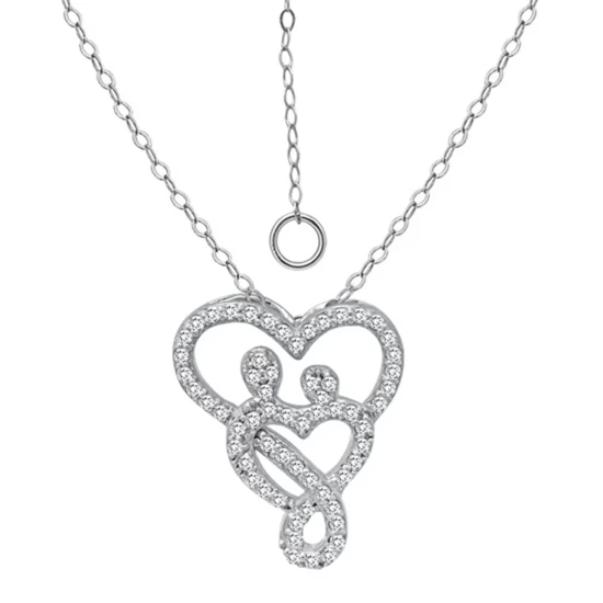 Promo ๐ Giani Bernini Cubic Zirconia Intertwined Mom & Child Heart Pendant Necklace In Sterling Silver, 16 + 2 Extender, Created For Macy's โค๏ธ 2 Promo ๐ Giani Bernini Cubic Zirconia Intertwined Mom & Child Heart Pendant Necklace In Sterling Silver, 16 + 2 Extender, Created For Macy's โค๏ธ - Image 2