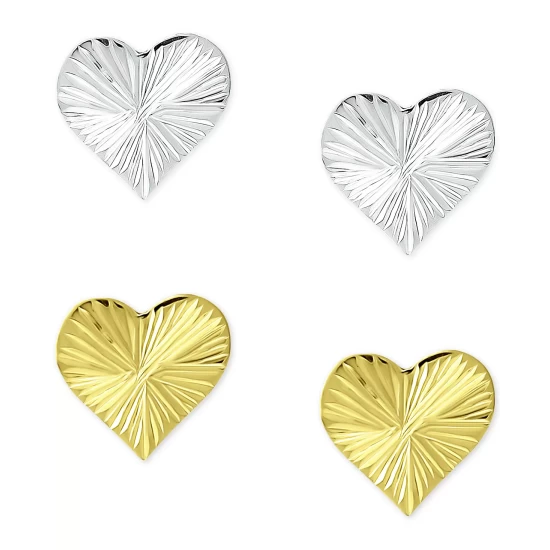 Deals ๐ Giani Bernini 2-Pc. Set Textured Heart Stud Earrings In Sterling Silver & 18k Gold-Plate, Created For Macy's Gold Over Silver โจ 4 Deals ๐ Giani Bernini 2-Pc. Set Textured Heart Stud Earrings In Sterling Silver & 18k Gold-Plate, Created For Macy's Gold Over Silver โจ - Image 4