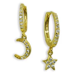Promo 🎁 Giani Bernini Cubic Zirconia Moon & Star Charm Drop Huggie Hoop Earring In Sterling Silver Or 18k Gold Plated Sterling Silver ❤️ -Giani Bernini Shop unnamed file 786