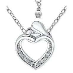 Hot Sale 🥰 Giani Bernini Cubic Zirconia Mother & Child Heart Pendant Necklace In 18k Gold-Plated Sterling Silver And Sterling Silver, 16 + 2 Extender, Created For Macy's 🛒 -Giani Bernini Shop unnamed file 841