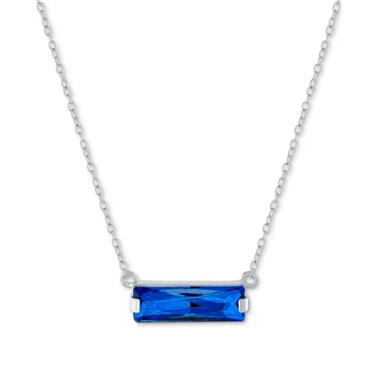 Budget 😍 Giani Bernini Crystal Rectangle Solitaire 18 Pendant Necklace In Sterling Silver, Created For Macy's Black 🌟 2 Budget 😍 Giani Bernini Crystal Rectangle Solitaire 18 Pendant Necklace In Sterling Silver, Created For Macy's Black 🌟 - Image 2