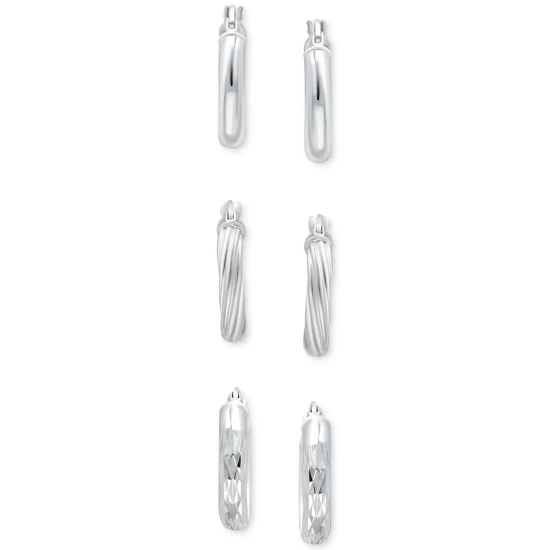 Wholesale 🎉 Giani Bernini 3-Pc. Set Small Hoop Earrings In Sterling Silver, 0.625, Created For Macy's 😍 4 Wholesale 🎉 Giani Bernini 3-Pc. Set Small Hoop Earrings In Sterling Silver, 0.625, Created For Macy's 😍 - Image 4
