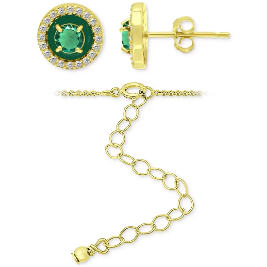 Flash Sale 😀 Giani Bernini 2-Pc. Set Lab-Created Green Quartz (1-3/8 Ct. T.w.) & Cubic Zirconia Pendant Necklace & Matching Stud Earrings In 18k Gold-Plated Sterling Silver, Created For Macy's Green Quartz/green ✨ 4 Flash Sale 😀 Giani Bernini 2-Pc. Set Lab-Created Green Quartz (1-3/8 Ct. T.w.) & Cubic Zirconia Pendant Necklace & Matching Stud Earrings In 18k Gold-Plated Sterling Silver, Created For Macy's Green Quartz/green ✨ - Image 4